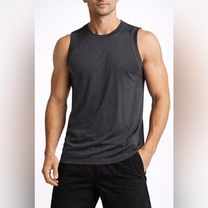 Fabletics Men’s Sleeveless Training Tank Top Gray Athletic Gym Tee Medium